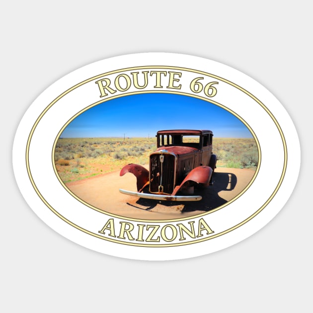 Antique Car on Historic Old Route 66 in Arizona Sticker by GentleSeas